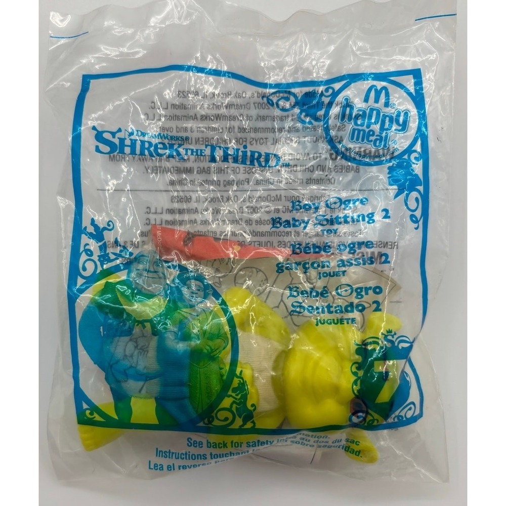 2007 Shrek The Third McDonald's Happy Meal #7 BOY OGRE BABY SITTING 2 Sealed